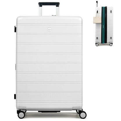 MILADA 28-Inch Large Hardside Expandable Checked Luggage Suitcase, White - color: White, size: Checked Large 28 inch