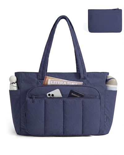 BAGSMART Tote Bag for Women, 2 Set Work Tote Bag with Zipper - color: Navy