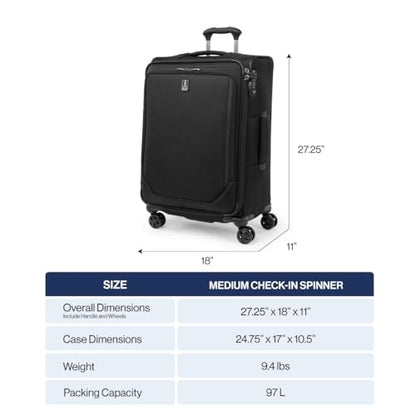 Travelpro Crew Classic Softside Checked Luggage, Grey, 25-Inch - color: Titanium Grey, size: Checked Medium