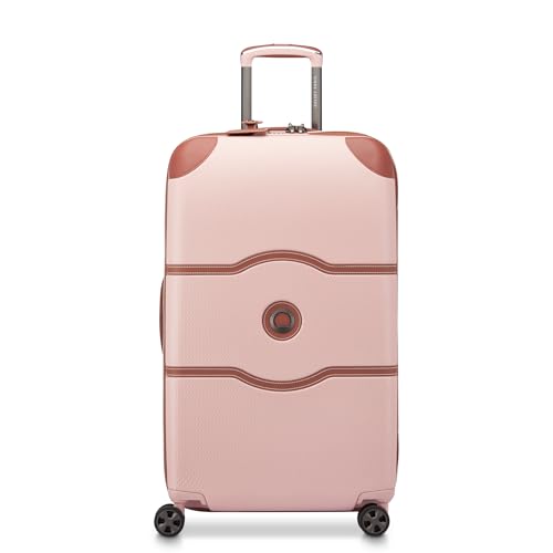 DELSEY PARIS Chatelet Air 2.0 Checked Luggage Trunk 26 Inch, Hardside Polycarbonate Suitcase, Dual-Density Spinner Wheels, TSA Lock, Blush Pink - color: Blush Pink, size: Checked-26 Inch Trunk