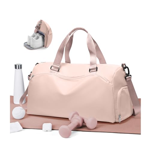 Gym Bag for Women with Shoe Compartment Travel Duffel Bag Pink - color: D12-Pink