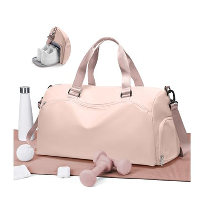 Gym Bag for Women with Shoe Compartment Travel Duffel Bag Pink - color: D12-Pink