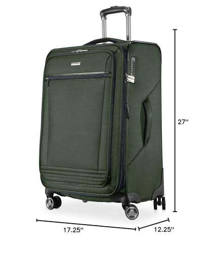 Ricardo Beverly Hills Avalon Softside Medium Check-In Luggage Made with Sustainable 100% Recycled PET (rPET), Lightweight, Eco-Friendly Travel, Expandable, Dual Spinner Wheels, Juniper Green, 24-inch - color: Juniper Green, size: 24-inch