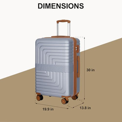 Romswi 30" Hardside Checked Luggage, Large Checked Suitcase with Dual 360° Spinner Wheels,Hardshell Suitcase with TSA Lock,YKK Zipper, Scratch-Resistant Silver - color: Silver, size: 30 Inch
