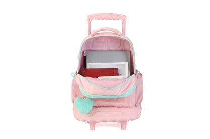 Rolling Backpack for Girls,Travel Backpack with Wheels Carry on Backpack with Wheels Rolling Backpack for Women (Pink)