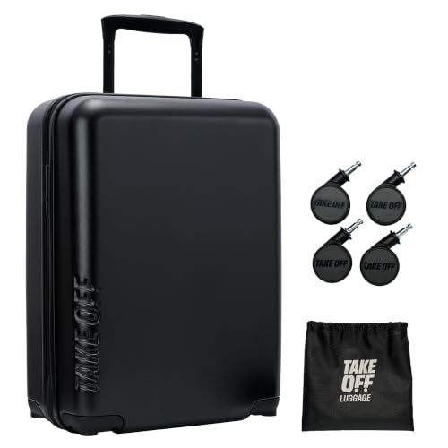 TAKE OFF 22 Inch Large Carry-On Suitcase Hardshell with Removable Wheels - color: Black, size: 22" - Carry On 4.0