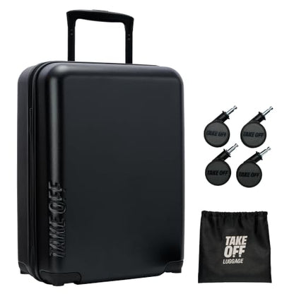 TAKE OFF 22 Inch Large Carry-On Suitcase Hardshell with Removable Wheels - color: Black, size: 22" - Carry On 4.0