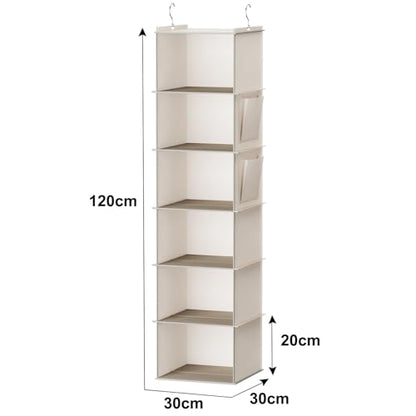 YOUDENOVA Hanging Closet Organizer and Storage, 6-Shelf, Beige - color: Beige