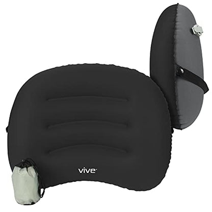 Vive Inflatable Lumbar Pillow - Cushion for Airplane Seat Travel Support