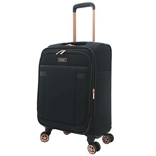 kensie Hudson Softside 3-Piece Spinner Luggage Set, Black with Rose Gold - color: Black with Rose Gold