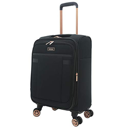 kensie Hudson Softside 3-Piece Spinner Luggage Set, Black with Rose Gold - color: Black with Rose Gold