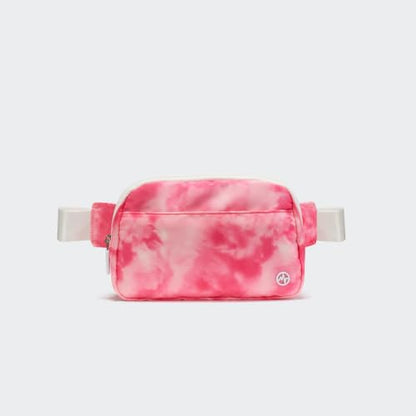 Pander Nylon Fanny Pack Belt Bag for Women with 5 Zipper Pockets - color: Cloud Pink