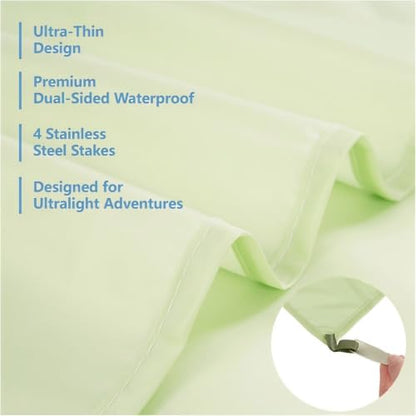 Picnic Blanket Waterproof, Portable with Stakes, Lightweight 0.42lb/0.66lb Options, Sand-Proof, fits in Pocket, Foldable, for Camping, Hiking, Travel, Concerts, Festivals - size: Medium--Avocado Green