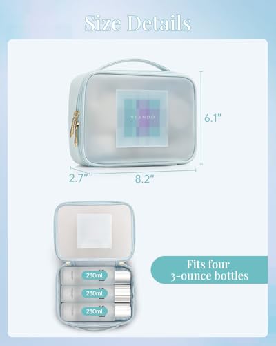 VLANDO Clear Travel Makeup Bag,Toiletry Bag for Women Girl,Blue - color: Large-Clear blue