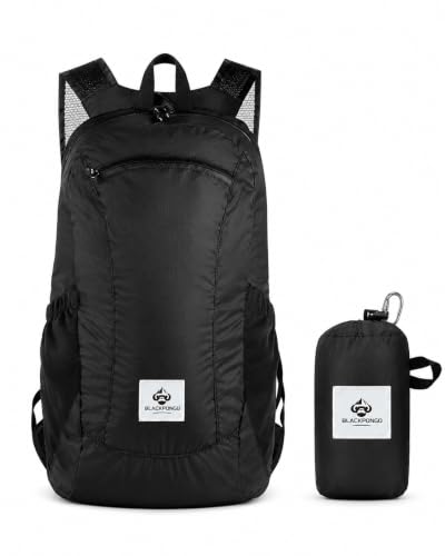 18L Packable Daypack, Lightweight Foldable Backpack for Travel, Airplane Carry On, Hiking, Camping, Water-Resistant Small Backpack for Men Women (Black) - color: Black