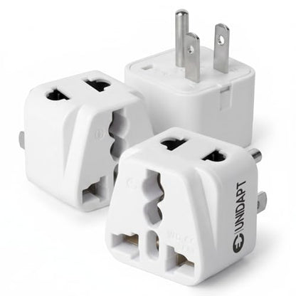 Unidapt European to US Plug Adapter, UK India EU to USA Type B, 3-Pack - size: Pack of 3
