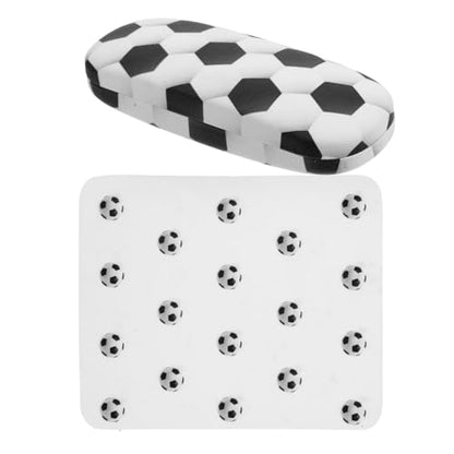 FRCOLOR Kids Glasses Case Hard Shell Eyeglass Case with Velvet Cleaning Cloth Soccer Ball Themed Sports Storage Box Sunglasses Holder for Boys Girls Students Teenagers Travel