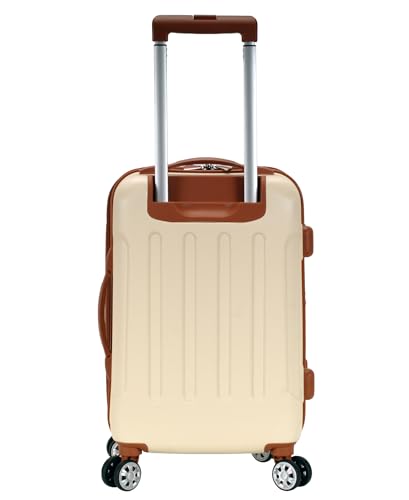Rockland London Hardside Spinner Wheel Luggage, Carry-On 20", White - color: White with Brown Trim, size: Carry-on 20"