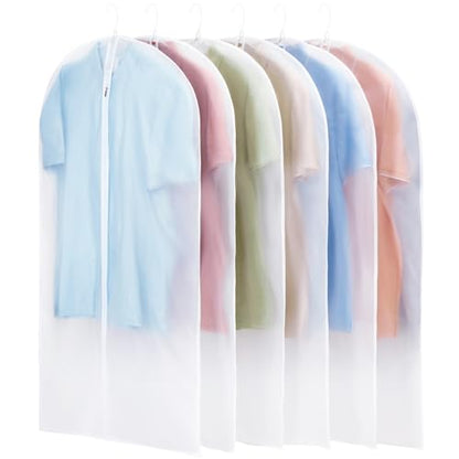 Carbrea 6 Pack Translucent Garment Bags for Hanging Clohes - 24" x 42" - size: 42 inch
