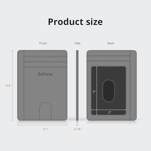 Buffway Slim Minimalist Front Pocket RFID Blocking Leather Wallets for Men and Women - Alaska Grey - color: Alaska Grey