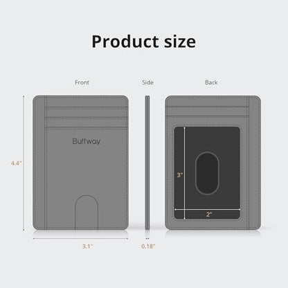 Buffway Slim Minimalist Front Pocket RFID Blocking Leather Wallets for Men and Women - Alaska Grey - color: Alaska Grey