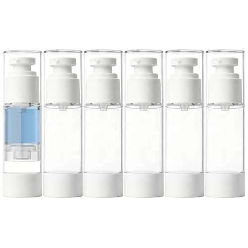 Clear Airless Pump Bottles, Vacuum Travel Cosmetic Containers - size: 30ml (6pack)