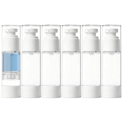 Clear Airless Pump Bottles, Vacuum Travel Cosmetic Containers - size: 30ml (6pack)