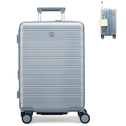 MILADA 24-Inch Hardside Expandable Medium Checked Luggage Suitcase, Silver - color: Arctic Silver, size: Checked Medium 24 inch