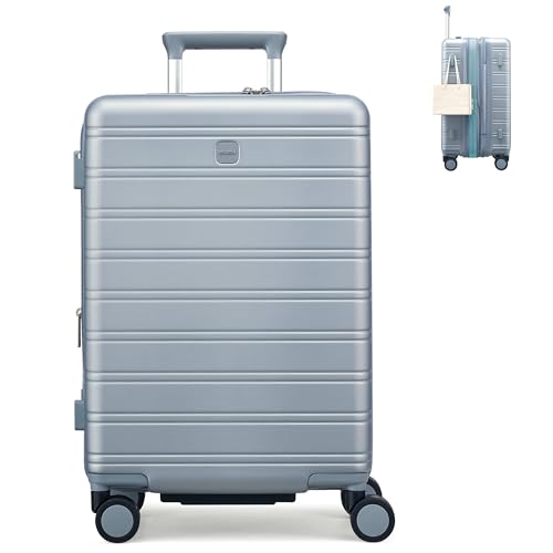 MILADA 24-Inch Hardside Expandable Medium Checked Luggage Suitcase, Silver - color: Arctic Silver, size: Checked Medium 24 inch