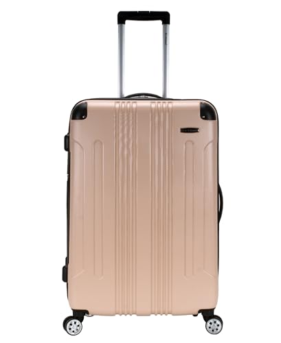 Rockland London Hardside Expandable Spinner Wheel Luggage, Checked Large 28", Champagne - color: Champagne, size: Checked 28"