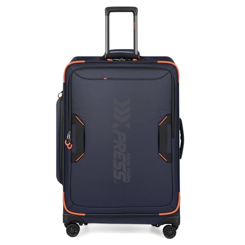 26'' Softside Rolling Luggage w/Front Open,Waterproof - color: Blue, size: Checked-Medium 26-Inch