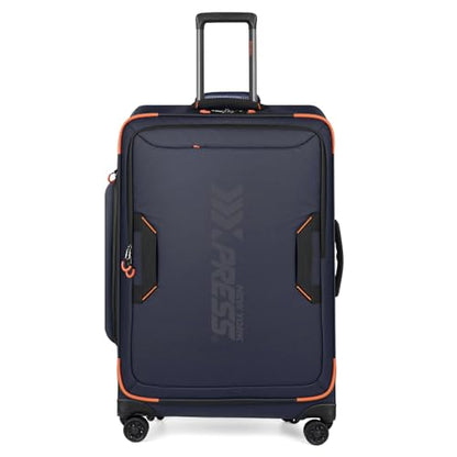 26'' Softside Rolling Luggage w/Front Open,Waterproof - color: Blue, size: Checked-Medium 26-Inch