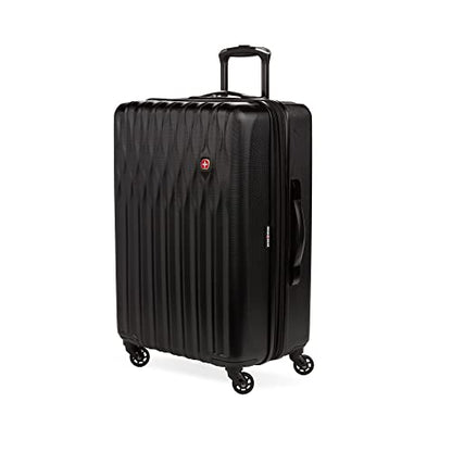 SwissGear 8018 Expandable Luggage, Hard Shell Medium Luggage with Spinner Wheels - color: Black, size: Checked-Medium 24-Inch