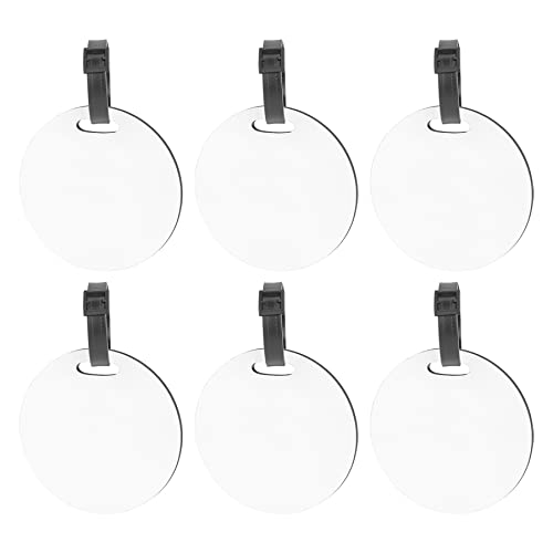 Framendino, 10 Pack Sublimation Blanks Round Luggage Tags with Strap MDF Heat Transfer Double Sided DIY