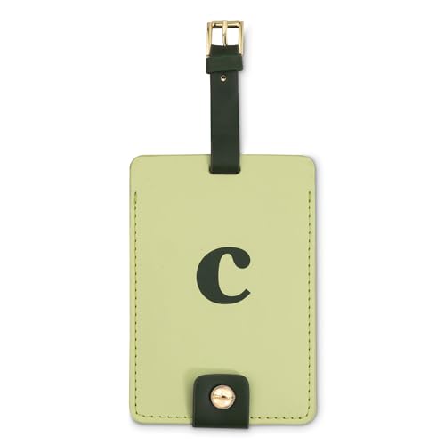 kate spade new york Leatherette Initial Luggage Tag, C | Colorful Bag Tag Suitcase Identifier with Buckle Closure and Privacy Flap with Snap Button for Travel and Airport - color: C, size: 4.375 inches x 3.125 inches