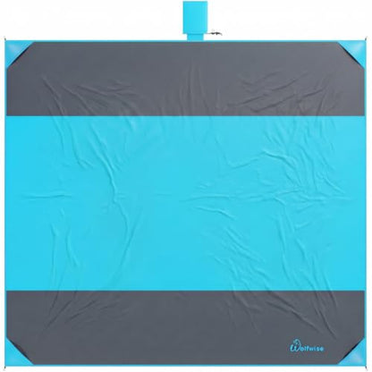 Wolfwise 108" × 120" XXL Beach Blanket, Waterproof & Sandproof Picnic Mat with 4 Sand Pockets & 4 Stakes, Windproof Outdoor Camping Beach Mat, Lightweight, Fits 8 People, Blue - color: Blue, size: 108" x 120"（8 Person)
