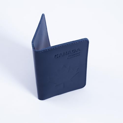 INCARNE Leather Passport Cover - Passport Wallet - Passport Sleeve with Card Slots & Note Compartment, Classic Blue - color: Classic Blue, style: Maple Canada