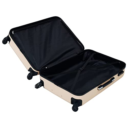 3 Piece Luggage Set Gold Hardside Trolley Suitcase with 360° Spinner Wheels Durable ABS Travel Bags with Security Lock for Business and Vacation S M L Sizes - color: Gold, size: 14.2" x 8.7" x 21.7"