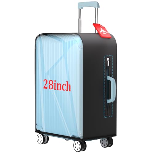 28 Inch Half Clear PVC Luggage Cover TSA Waterproof Protector - size: 28 inch