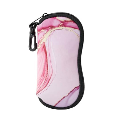 WOZEAH Double Eyeglass Case with 2 Compartments, Travel Eyewear Organizer for Two Pairs of Glasses - color: Pink Marble2