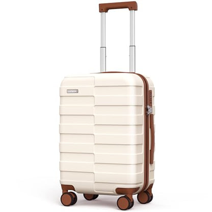 Vipbox Carry On Luggage 20 Inch Hardside PC Travel Suitcase, White - color: Elegant White, size: 20 inch