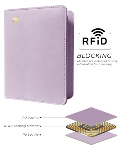 Passport Holder for Travel - RFID Blocking for Women & Men - color: Lavender