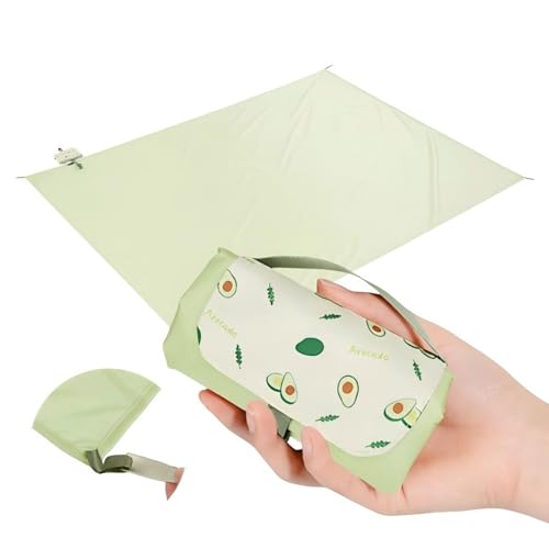 Picnic Blanket Waterproof, Portable with Stakes, Lightweight 0.42lb/0.66lb Options, Sand-Proof, fits in Pocket, Foldable, for Camping, Hiking, Travel, Concerts, Festivals - size: Medium--Avocado Green