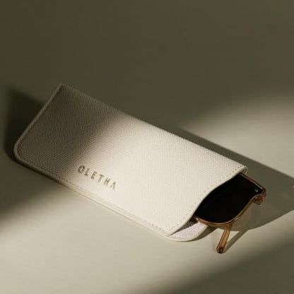 OLETHA Soft Glasses Case for Sunglasses, Readers & Eyeglasses, 2 Pack - color: Canvas Grain, Greige
