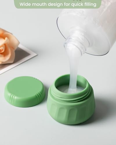 Mrsdry Travel Containers for Toiletries, TSA Approved Travel Size Toiletries 4 Pack, Refillable Containers, With Clear Bag, Leak Proof Silicone Jars, Essentials Creams Jars Carrying Small Items - color: Water Green, size: 1 OZ (30ML)