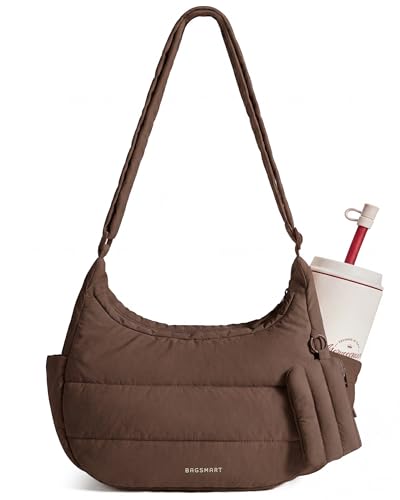 BAGSMART Crossbody Purses for Women with Adjustable Strap Small Puffer bag - color: Dark Brown, size: Medium