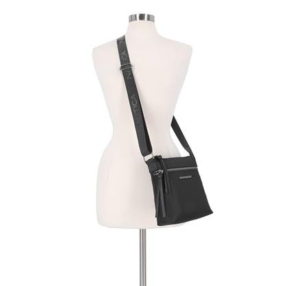 Nautica Diver Nylon Small Women's Crossbody Bag Purse with Adjustable Shoulder Strap - color: Zipper Up Black