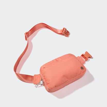 Pander Nylon Fanny Pack Belt Bag for Women with 5 Zipper Pockets - color: Dark Salmon