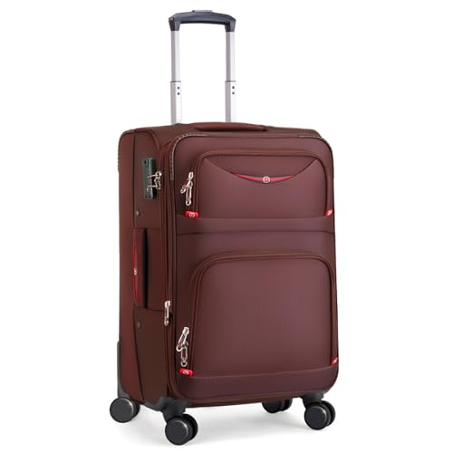 ROPLUS Softside Expandable Luggage with 4 Spinner Wheels, Durable Carry-On Luggage Suitcase (Coffee, 21-Inch) - color: Coffee, size: 21-Inch
