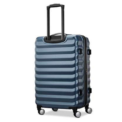 Samsonite Hard-Sided 24-Inch Lightweight Checked Medium Expandable Element Suitcase: Durable, 360° Spinner Wheels, Adjustable Telescopic Handle, TSA-Approved Lock - Captains Blue - color: Captains Blue, size: 24-Inch Checked-Medium